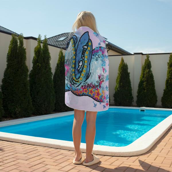 Badehandtuch JayJay – Popart-Hundemotiv, 75x165 cm, 100 % Polyester, weich & schnelltrocknend