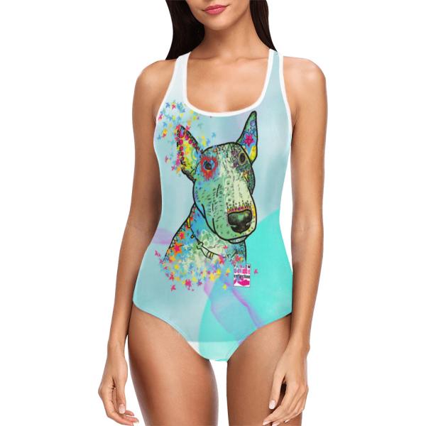 Badeanzug Hundemotiv Kalli - 85% Polyester, 15% Spandex, Wasserecht, mit Innenfutter, bunt, Bullterrier, Mini, Bulli