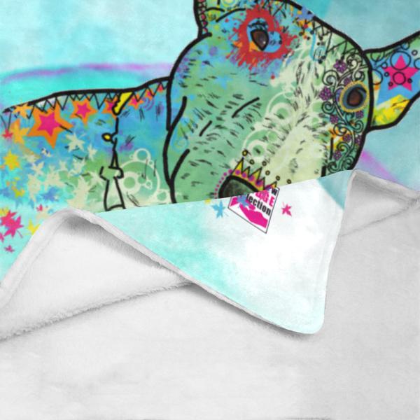 Decke Kalli -  Fleecedecke, kuschlig, weich, bunt, Motive in Digitaler Popart, 152cm x 203cm, bunt, Mini,Bullterrier, Bulli