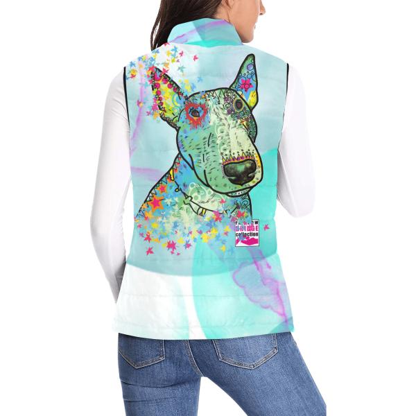 Weste mit Hundemotiv Kalli - 100 % Polyester, Wattiertes Futter, Ärmellos, bunt, Hundemotiv, Mini, Bullterrier, Bulli, Listenhund, SOKA