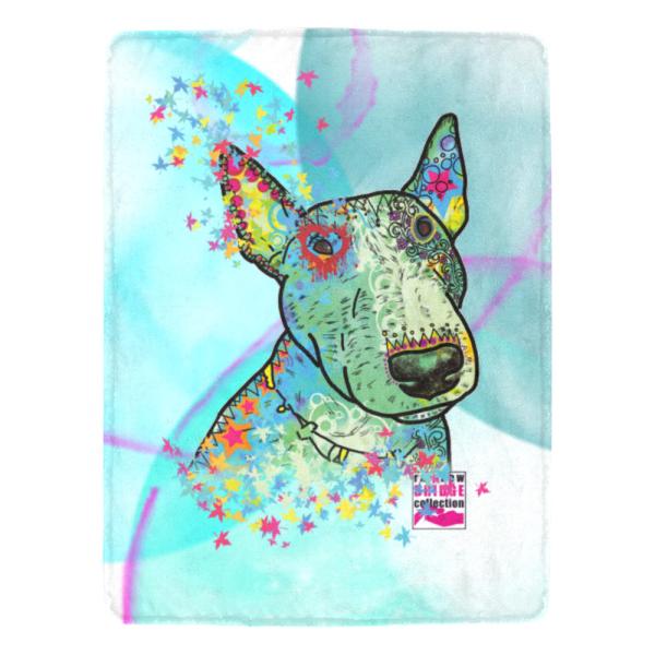 Decke Kalli -  Fleecedecke, kuschlig, weich, bunt, Motive in Digitaler Popart, 152cm x 203cm, bunt, Mini,Bullterrier, Bulli