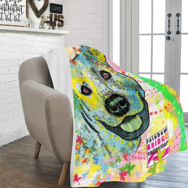 Decke Kiki -  Fleecedecke, kuschlig, weich, bunt, Motive in Digitaler Popart, 152cm x 203cm, bunt, Staff, Amstaff, Staffordshire, Soka, Listenhund, Bollerkopf, Mix