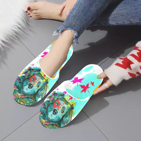 Hauspuschen Hundemotiv Krümel - Hausschuhe, Pantoffeln, Unisex, Grösse 35-43, bunt, Mischling, Mix, Chihauhau