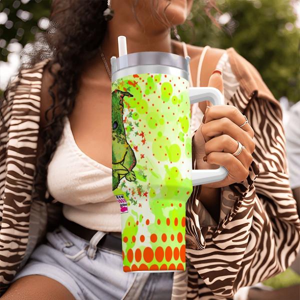 Tumbler mit Hundemotiv Lani - Edelstahl, Becher, 1L, mit Strohhalm, bunt, Motive in Digitaler Popart, Englische Bulldogge, Bully