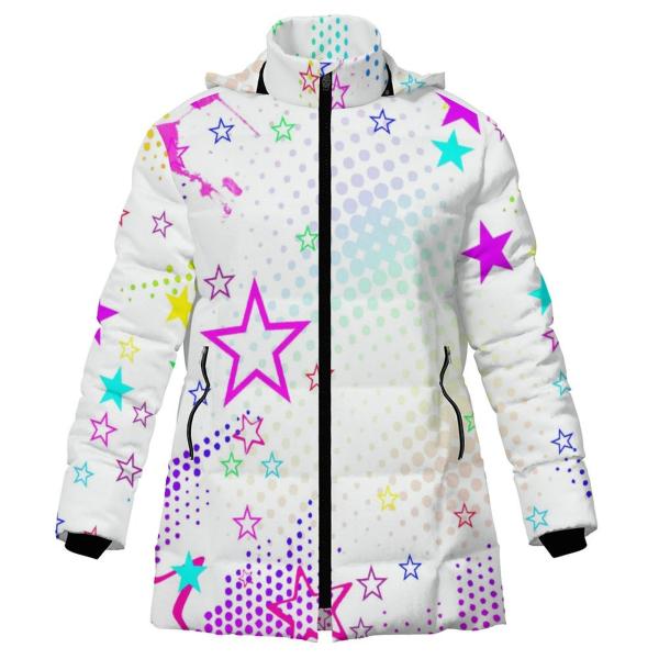 Warme Winterjacke mit Hundemotiv Leo– Popart Hundemotiv, 96% Polyester, 4% Spandex Unisex, bunt, Größe S-6XL,Mischling, Mix, Labrador, Labbi