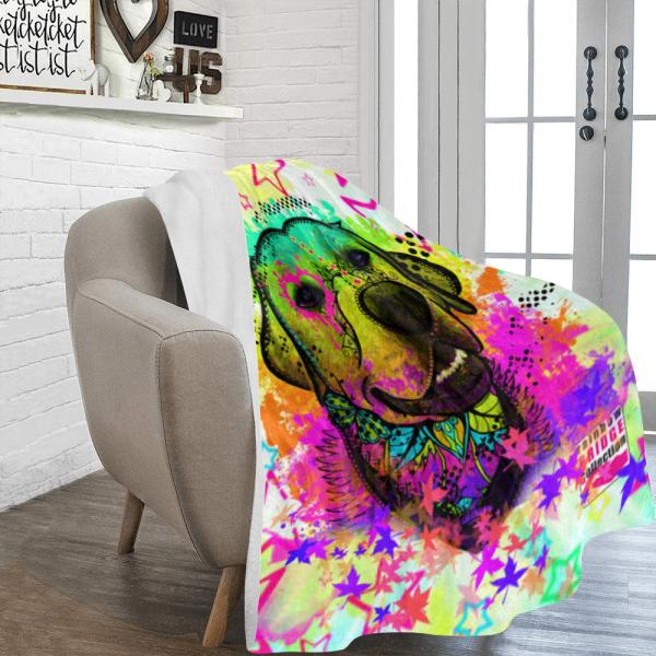 Decke Leo -  Fleecedecke, kuschlig, weich, bunt, Motive in Digitaler Popart, 152cm x 203cm, bunt, Mix, Labrador, Labbi, Mix