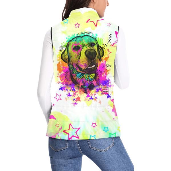 Weste mit Hundemotiv Leo - 100 % Polyester, Wattiertes Futter, Ärmellos, bunt, Hundemotiv, Mischling, Mix, Labrador, Labby