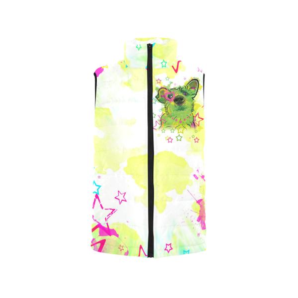 Weste mit Hundemotiv Luna - 100 % Polyester, Wattiertes Futter, Ärmellos, bunt, Hundemotiv, Strassenhunde, Mischling, Mix