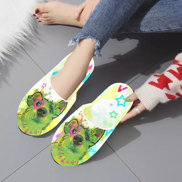 Hauspuschen Hundemotiv Luna - Hausschuhe, Pantoffeln, Unisex, Grösse 35-43, bunt, Mischling, Mix, Strassenhunde