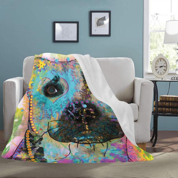 Decke Mojito -  Fleecedecke, kuschlig, weich, bunt, Motive in Digitaler Popart, 152cm x 203cm, bunt, Staff, Amstaff, Staffordshire, Soka, Listenhund, Bollerkopf, Mix