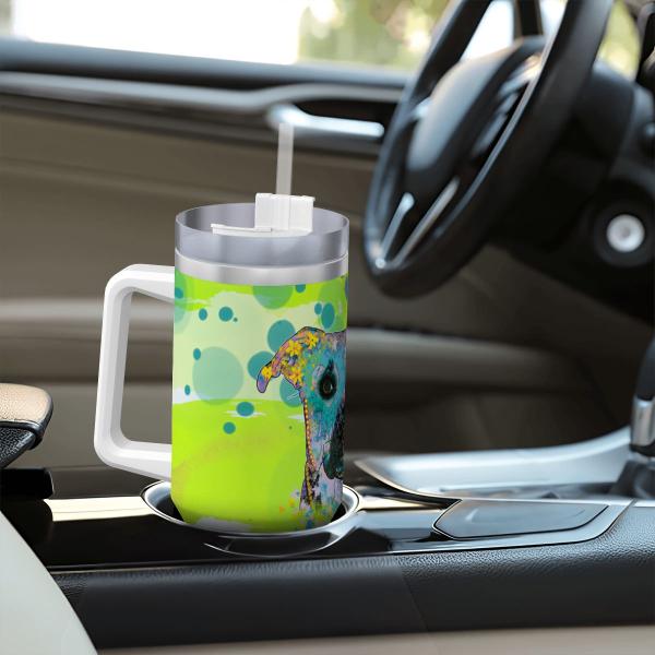Tumbler mit Hundemotiv Moito - Edelstahl, Becher, 1L, mit Strohhalm, bunt, Motive in Digitaler Popart, AmStaff, Staffordshire, SOKA, Listenhund