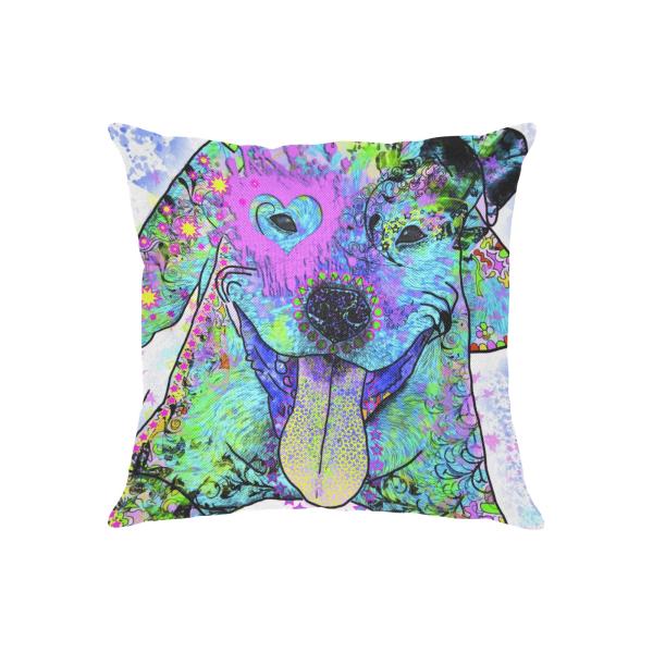 Weiches, bequemes Sofakissen, mit bunten Hundemotiven, American Staffordshire Terrier, AmStaff, Staff, Staffi, Pitbull, Piti, Pitbullterrier