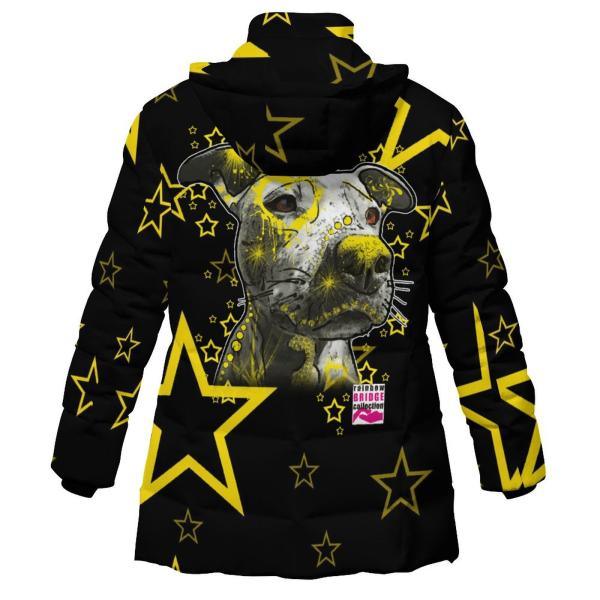 Warme Winterjacke mit Hundemotiv Motte1 – Popart Hundemotiv, 96% Polyester, 4% Spandex Unisex CD, bunt, Größe S-6XL, AmStaff, Staff, Staffordshire, Pitbull