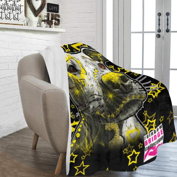 Decke Motte1 -  Fleecedecke, kuschlig, weich, bunt, Motive in Digitaler Popart, 152cm x 203cm, bunt, Staff, Amstaff, Staffordshire, Soka, Listenhund, Bollerkopf, Mix