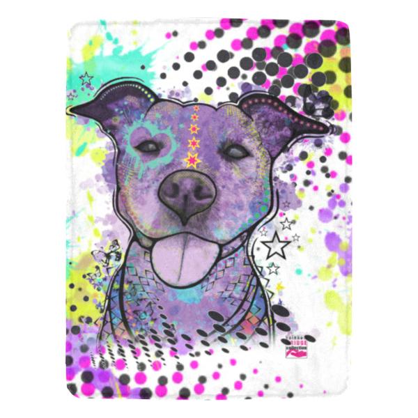 Decke Mäusi -  Fleecedecke, kuschlig, weich, bunt, Motive in Digitaler Popart, 152cm x 203cm, bunt, Staff, Amstaff, Staffordshire, Soka, Listenhund, Bollerkopf, Mix