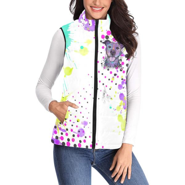Weste mit Hundemotiv Mäusi - 100 % Polyester, Wattiertes Futter, Ärmellos, bunt, Hundemotiv, AmStaff, Staff, Staffordshire, Pitbull, Pit