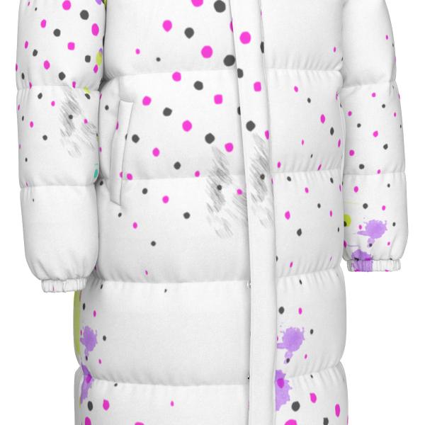 Warme Wintermantel mit Hundemotiv Mäusi – Popart Hundemotiv, 90% Daunen, 10% Federn, bunt, stylisch, AmStaff, Staff, Staffordshire, Pitbull, Pit, Soka, Größe XS- 4XL