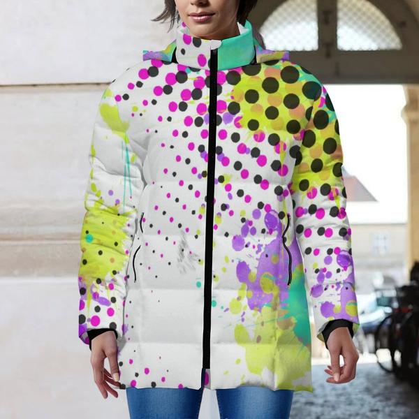 Warme Winterjacke mit Hundemotiv Mäusi – Popart Hundemotiv, 96% Polyester, 4% Spandex Unisex, bunt, warm, stylisch, modern, Amstaff, Staff, Staffordshire, Pitbull, Pit, Größe S-6XL,