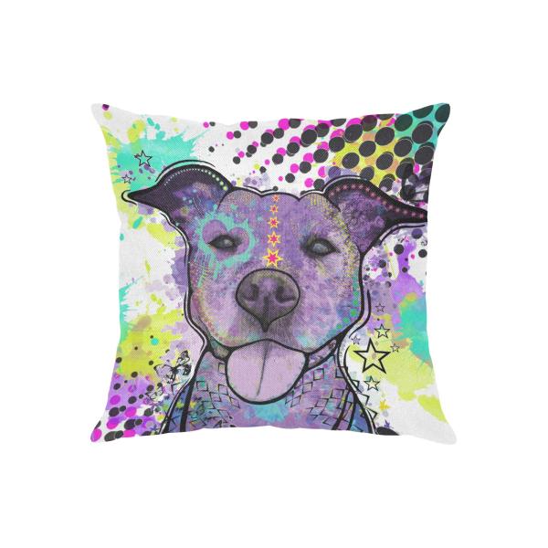 Weiches, bequemes Sofakissen, mit bunten Hundemotiven, American Staffordshire Terrier, AmStaff, Staff, Staffi, Pitbull, Piti, Pitbullterrier