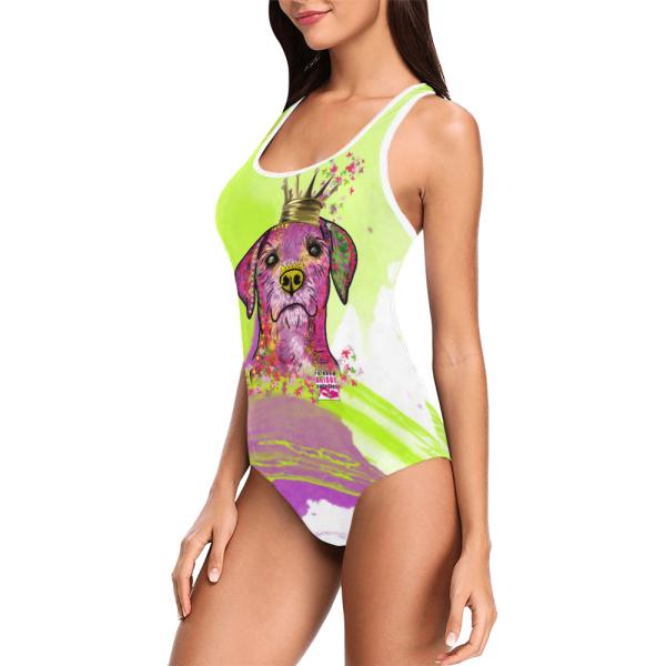 Badeanzug Hundemotiv Otis - 85% Polyester, 15% Spandex, Wasserecht, mit Innenfutter,  bunt, Strassenhund, Mischling, Mix