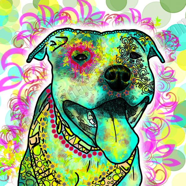 Bild von Staff Rüden Pablo in bunt und im Popart Stile