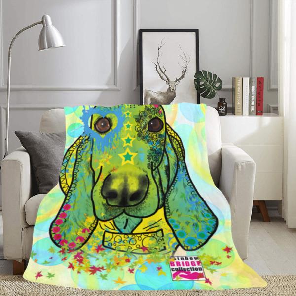 Decke Paolo -  Fleecedecke, kuschlig, weich, bunt, Motive in Digitaler Popart, 152cm x 203cm, bunt, Basset Hound, Mix