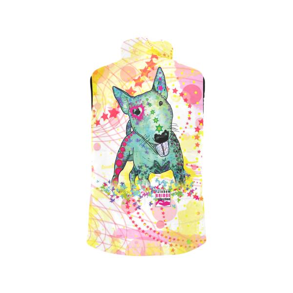 Weste mit Hundemotiv Paul - 100 % Polyester, Wattiertes Futter, Ärmellos, bunt, Hundemotiv, Mini, Bullterrier, Bulli, Listenhund, SOKA