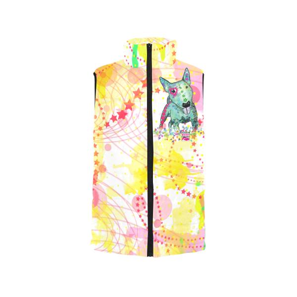 Weste mit Hundemotiv Paul - 100 % Polyester, Wattiertes Futter, Ärmellos, bunt, Hundemotiv, Mini, Bullterrier, Bulli, Listenhund, SOKA