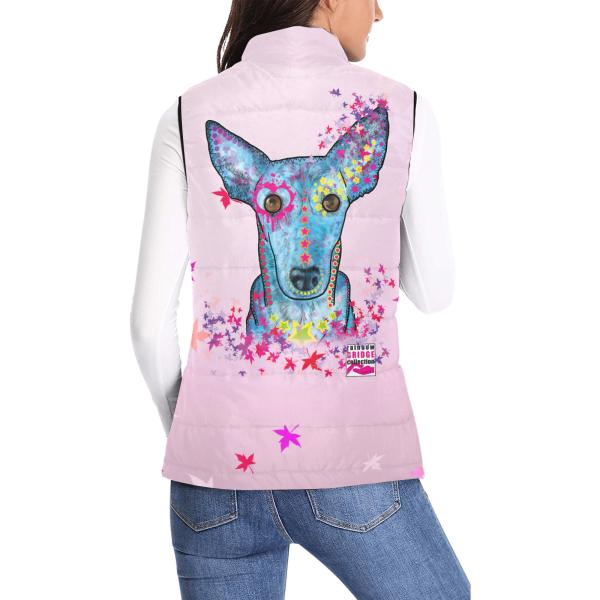 Weste mit Hundemotiv Princessa - 100 % Polyester, Wattiertes Futter, Ärmellos, bunt, Hundemotiv, Windhund, Podenco, Mischling, Mix
