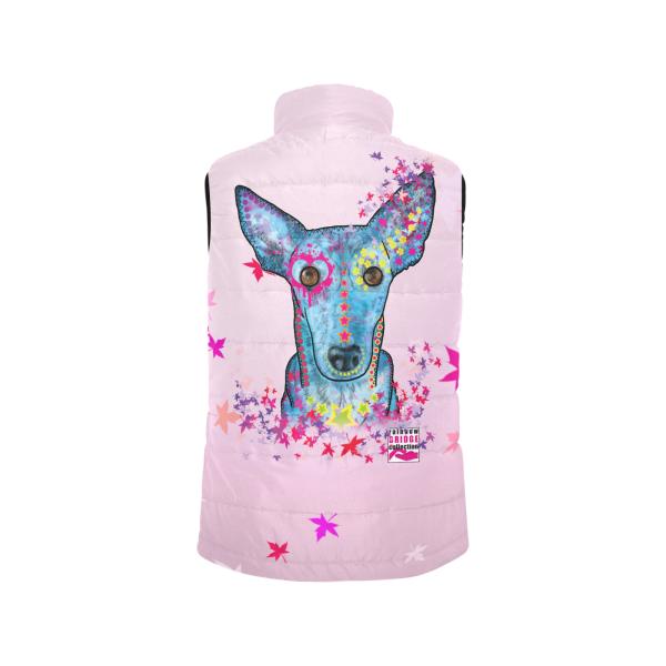 Weste mit Hundemotiv Princessa - 100 % Polyester, Wattiertes Futter, Ärmellos, bunt, Hundemotiv, Windhund, Podenco, Mischling, Mix