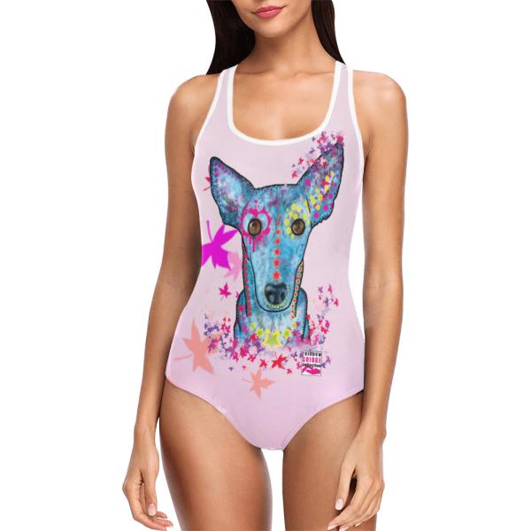 Badeanzug Hundemotiv Princessa  - 85% Polyester, 15% Spandex, Wasserecht, mit Innenfutter, bunt, Windhunde