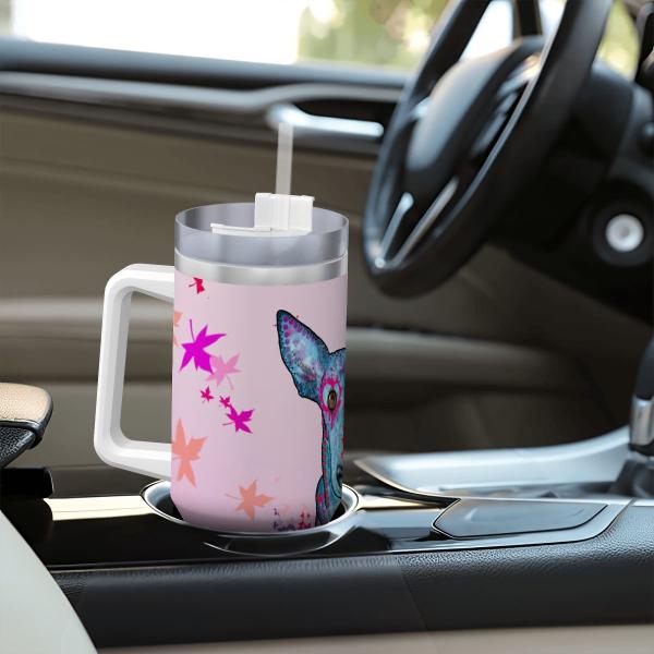 Tumbler mit Hundemotiv Princessa - Edelstahl, Becher, 1L, mit Strohhalm, bunt, Motive in Digitaler Popart, Mix, Mischling, Windhund, Podenco