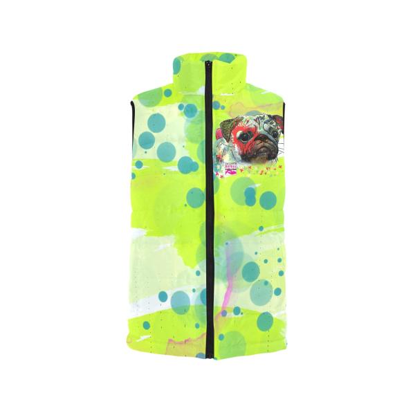 Weste mit Hundemotiv Rex2 - 100 % Polyester, Wattiertes Futter, Ärmellos, bunt, Hundemotiv, Mischling, Mix, Mops, Pug