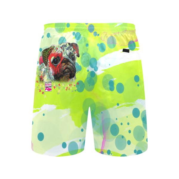 Badehose mit Hundemotiv Rex2 - Badehose, Shorts, Strand, bunt, Swimwear, Bademode, Mix, Mischling, Mops, Pug