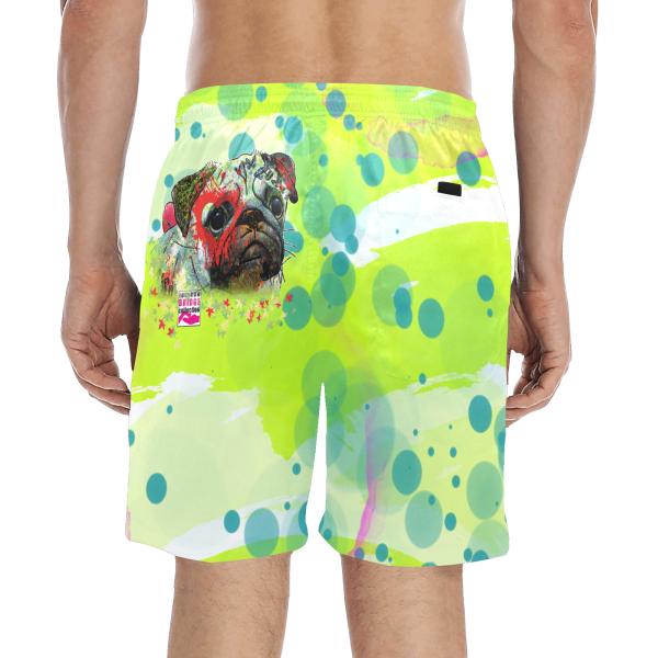 Badehose mit Hundemotiv Rex2 - Badehose, Shorts, Strand, bunt, Swimwear, Bademode, Mix, Mischling, Mops, Pug