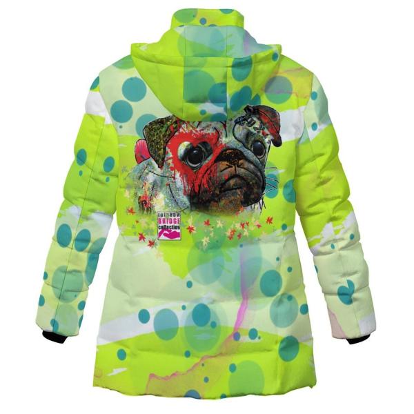 Warme Winterjacke mit Hundemotiv Rex2 – Popart Hundemotiv, 96% Polyester, 4% Spandex Unisex, bunt, Größe S-6XL, Mischling, Mix, Mops