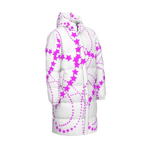 Warme Wintermantel mit Hundemotiv Roxy – Popart Hundemotiv, 90% Daunen, 10% Federn, bunt, stylisch, Mini, Bullterrier, Bulli, Soka, Größe XS- 4XL