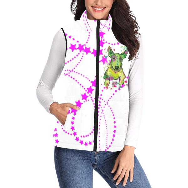 Weste mit Hundemotiv Roxy - 100 % Polyester, Wattiertes Futter, Ärmellos, bunt, Hundemotiv, Mini, Bullterrier, Bulli, Listenhund, SOKA