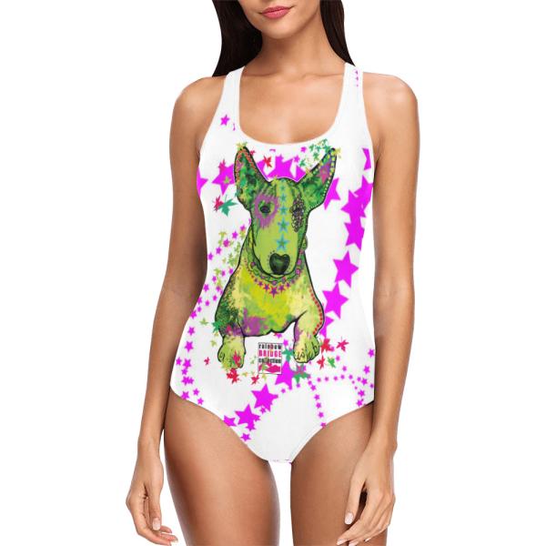 Badeanzug Hundemotiv Roxy - 85% Polyester, 15% Spandex, Wasserecht, mit Innenfutter, bunt, Bullterrier, Mini, Bulli