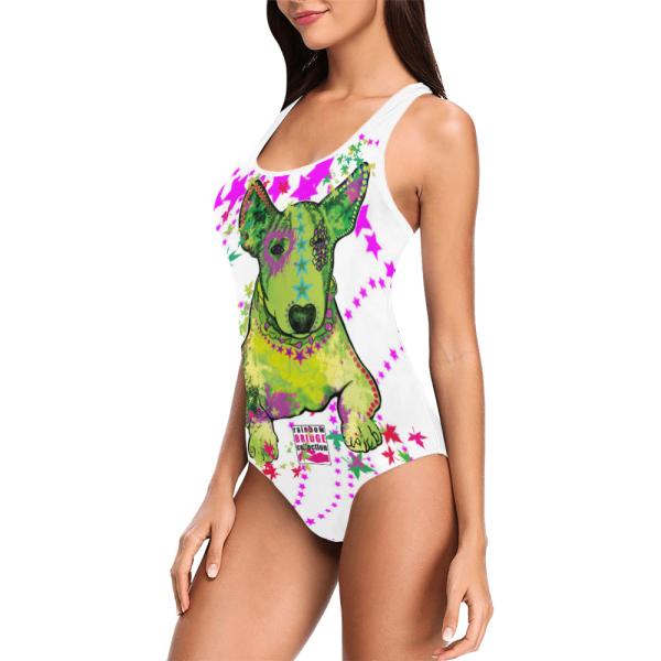 Badeanzug Hundemotiv Roxy - 85% Polyester, 15% Spandex, Wasserecht, mit Innenfutter, bunt, Bullterrier, Mini, Bulli