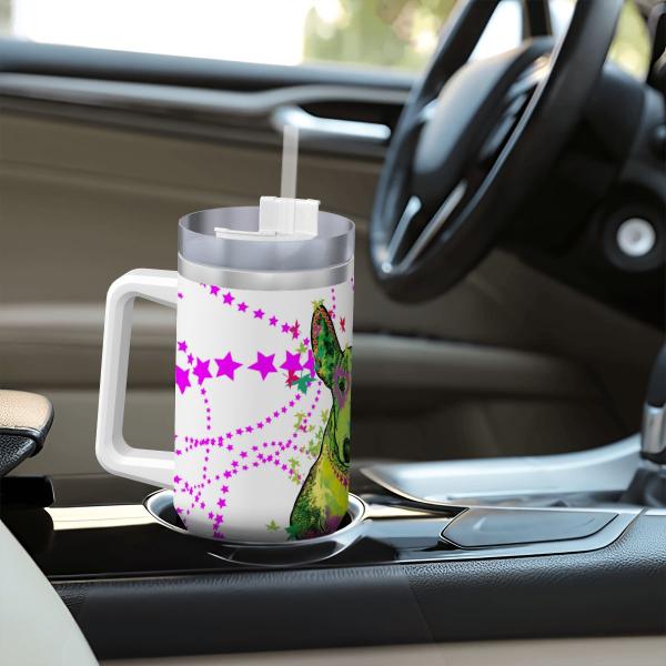 Tumbler mit Hundemotiv Roxy - Edelstahl, Becher, 1L, mit Strohhalm, bunt, Motive in Digitaler Popart, SOKA, Listenhund, Bullterrier, Bulli