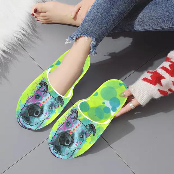 Hauspuschen Hundemotiv Sancho - Hausschuhe, Pantoffeln, Unisex, Grösse 35-43, bunt, Mischling, Mix, Staffordshire, Staff, Amstaff, Pitbull, Pit, SOKA, Listenhund