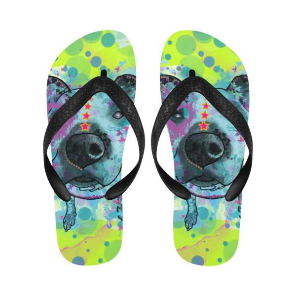 Flip Flops Hundemotiv Sancho - Strandsandalen, Sandalen, bunt, Grösse 38-45, Unisex, AmStaff, Staffordshire, Staff, Pitbull, Pit, SOKA, Familienhunde