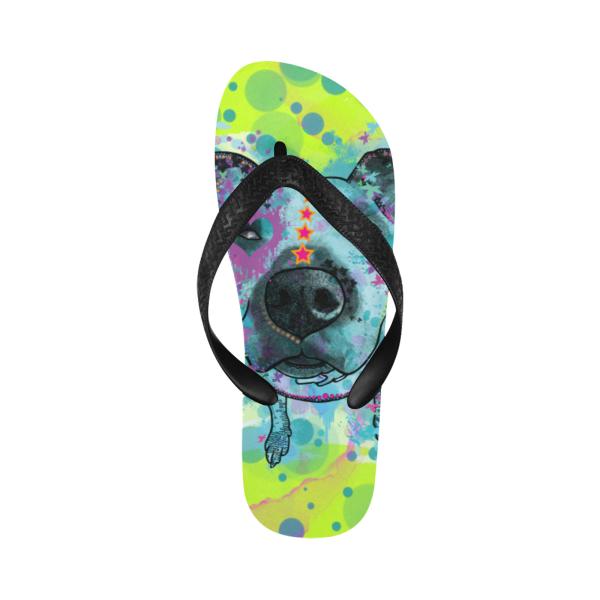 Flip Flops Hundemotiv Sancho - Strandsandalen, Sandalen, bunt, Grösse 38-45, Unisex, AmStaff, Staffordshire, Staff, Pitbull, Pit, SOKA, Familienhunde