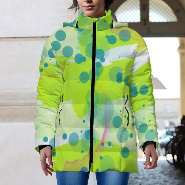 Warme Winterjacke mit Hundemotiv Sancho – Popart Hundemotiv, 96% Polyester, 4% Spandex Unisex, bunt, warm, stylisch, modern, Amstaff, Staff, Staffordshire, Pitbull, Pit, Größe S-6XL,