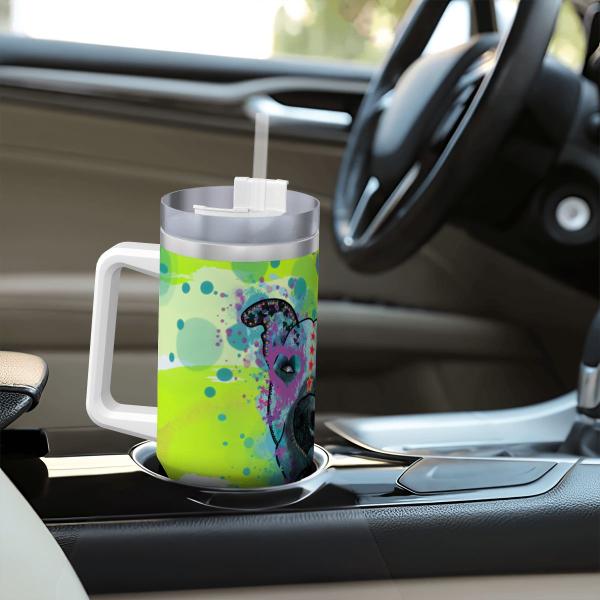 Tumbler mit Hundemotiv Sancho - Edelstahl, Becher, 1L, mit Strohhalm, bunt, Motive in Digitaler Popart, AmStaff, Staffordshire, SOKA, Listenhund