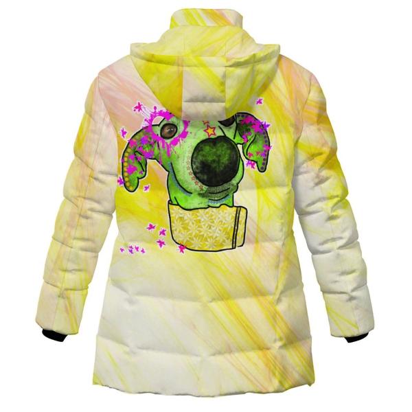 Warme Winterjacke mit Hundemotiv Sienna – Popart Hundemotiv, 96% Polyester, 4% Spandex Unisex, bunt, Größe S-6XL, Mischling, Mix, Windhund, Podenco