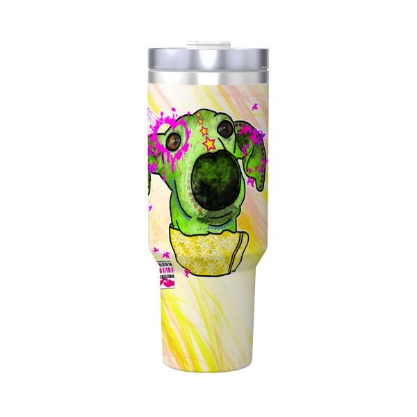 Tumbler mit Hundemotiv Sienna - Edelstahl, Becher, 1L, mit Strohhalm, bunt, Motive in Digitaler Popart, Mix, Mischling, Windhund, Podenco