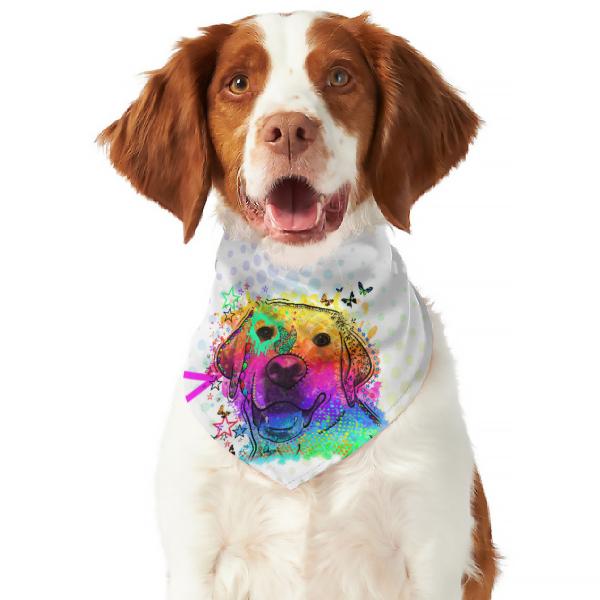 Hunde-Bandana Sunny -  Popart Hundedesign, 100 % Polyester, 70x30 cm, verstellbar, waschbar, Golden Retriever, Goldy