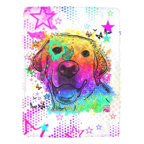 Decke Sunny -  Fleecedecke, kuschlig, weich, bunt, Motive in Digitaler Popart, 152cm x 203cm, bunt, Golden Retriever, Goldy